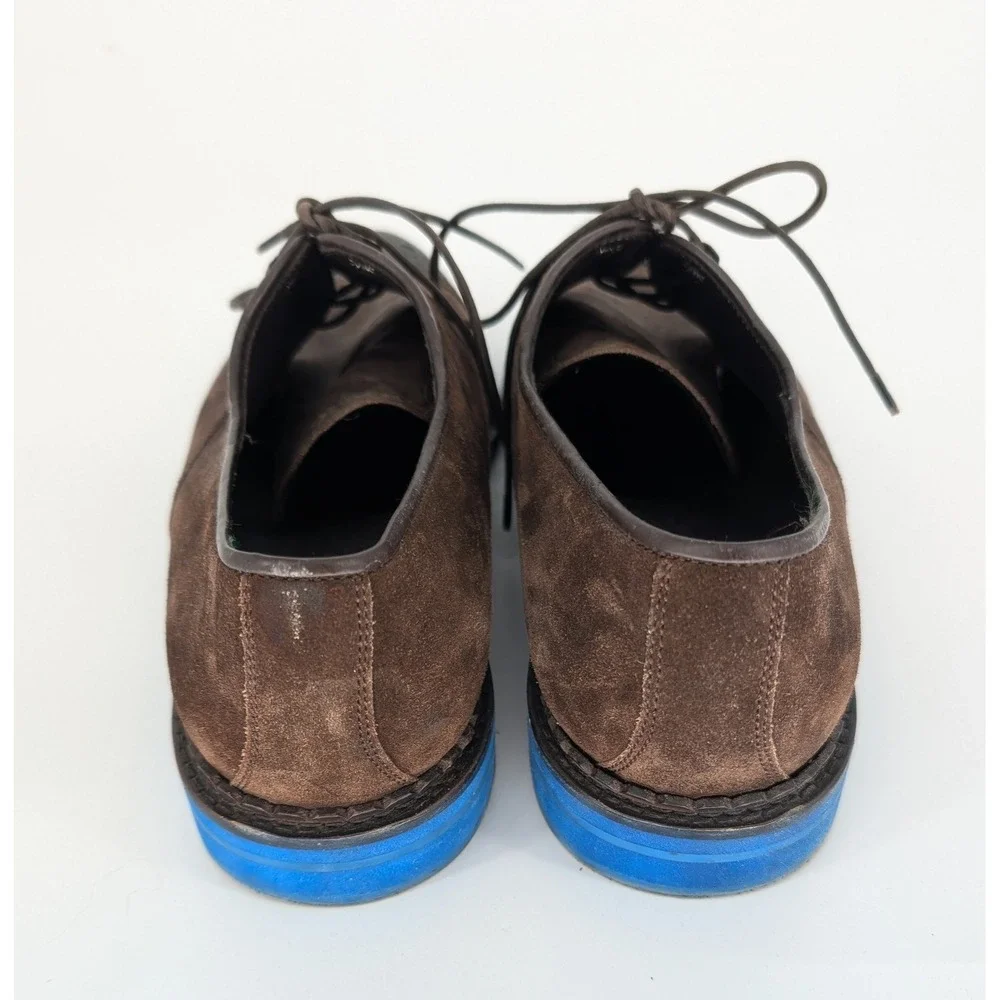 Jimmy Choo Suede Derby Shoes Mens 46 Brown Blue Cap Toe Made in Italy‎ Luxury